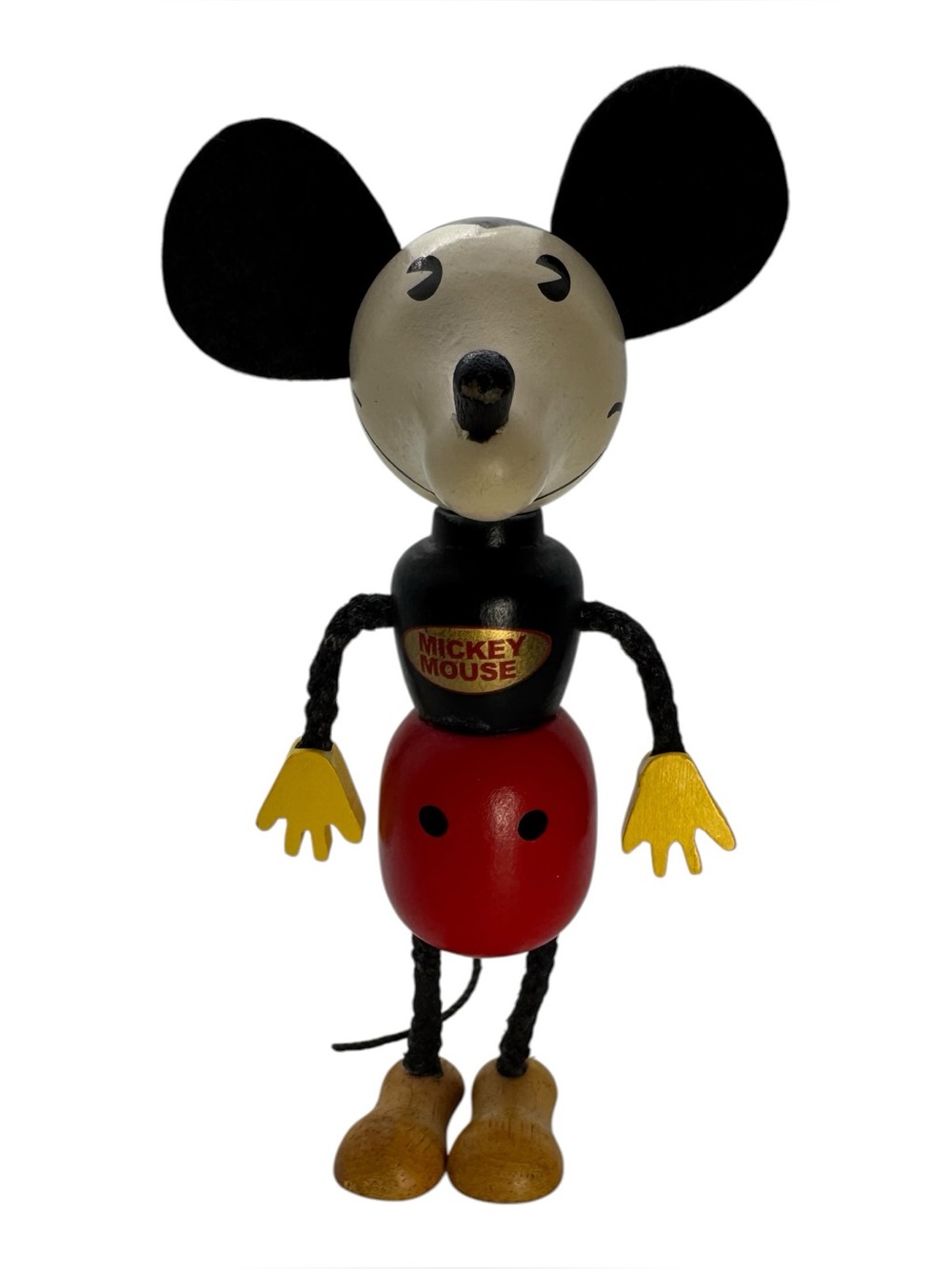 Schylling Disney Mickey Mouse Fun-E-Flex Wooden Jointed Doll Retro Collection